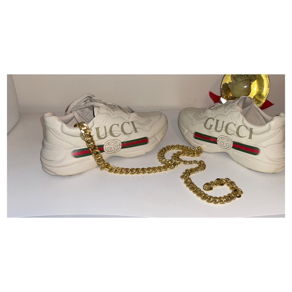 Men’s Gucci logo leather sneakers-Gucci size 12 Authentic